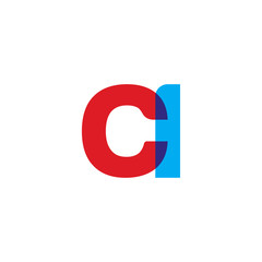 Initial letter CI, overlapping transparent uppercase logo, modern red blue color