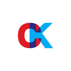 Fototapeta premium Initial letter CK, overlapping transparent uppercase logo, modern red blue color