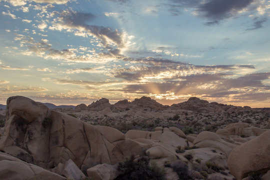 Rocky Cloudy Desert Sunset Lanscape