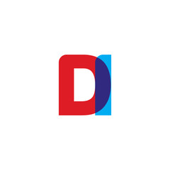 Initial letter DI, overlapping transparent uppercase logo, modern red blue color