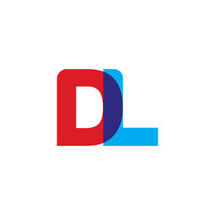 Initial letter DL, overlapping transparent uppercase logo, modern red blue color