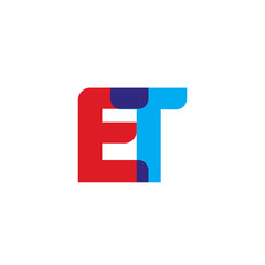 Initial letter ET, overlapping transparent uppercase logo, modern red blue color