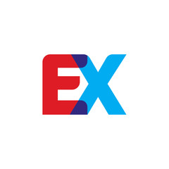 Obraz premium Initial letter EX, overlapping transparent uppercase logo, modern red blue color