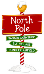 Vector illustration of a holiday sign for the North Pole.