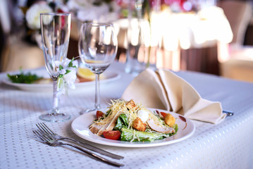 Caesar salad on the holiday table