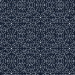Geometric contour pattern on blue background. Hand drawn organic abstract background.