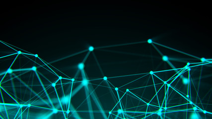 Abstract connection dots. Technology background. Digital drawing blue theme. Network concept 3d rendered