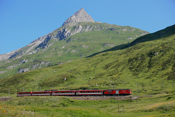 Obraz na płótnie Canvas Train dans les montagne Suisse