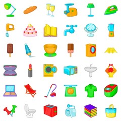 Toaster icons set, cartoon style