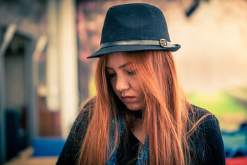 Beautiful girl drinking coffee at the coffee shop