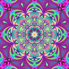 Colorful fractal floral pattern, digital artwork for creative gr