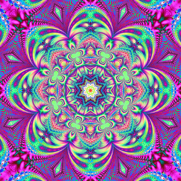 Colorful fractal floral pattern, digital artwork for creative gr