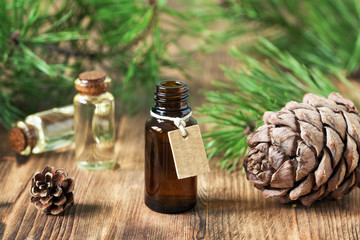 The essential oil of cedar and spruce - obrazy, fototapety, plakaty