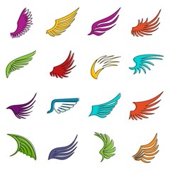 Wing icons doodle set
