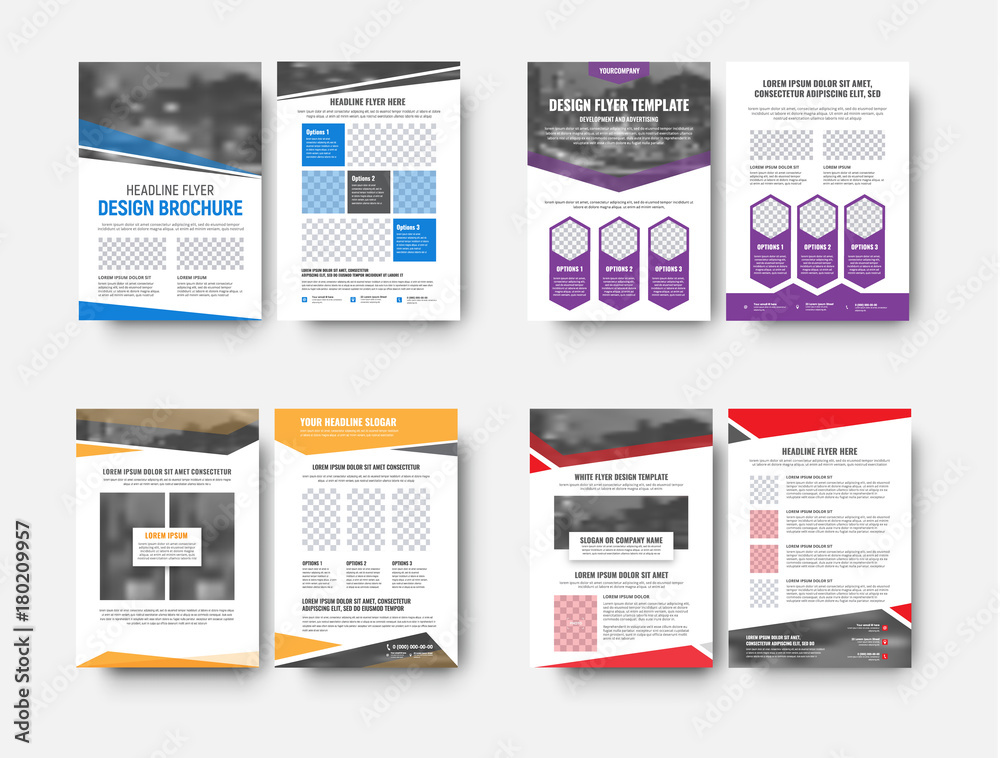 Poster Design white vector flyers templates with space for photos and different geometric elements