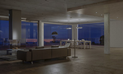 Modern house with big windows