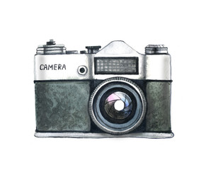 watercolor camera isolated on white background