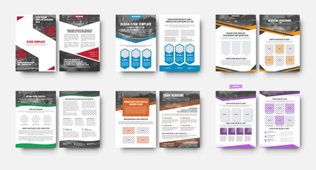 Naklejka na ściany i meble set of flyer templates with a place for photos and various geometric design elements