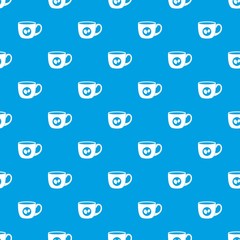 Cup of coffee pattern seamless blue