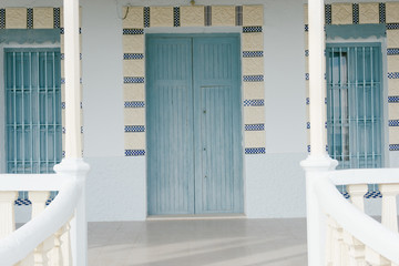 Light blue house door