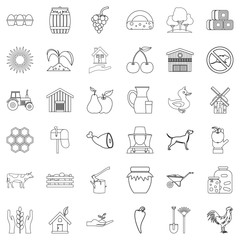 Property icons set, outline style