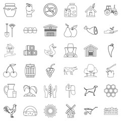 Housekeeping icons set, outline style