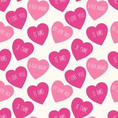 Cute retro seamless Valentines Day pattern with hearts