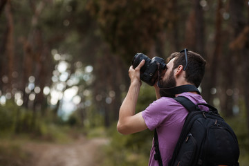 Photographer work backstage nature concept. Creating a beautiful.