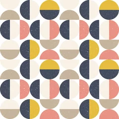 Tapeten Modernes Vektor abstraktes nahtloses geometrisches Muster mit Halbkreisen und Kreisen im skandinavischen Retrostil © dinadankersdesign