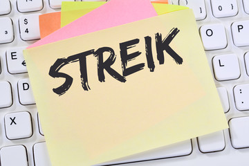 Streik streiken Demonstration Demo Protest Business Konzept Notizzettel