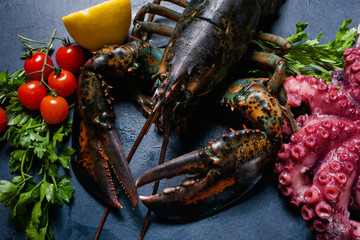 Lobster prepare recipe kitchen seafood concept. Restaurant culinary delights.