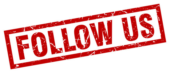 square grunge red follow us stamp