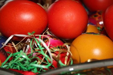 colorful handmade easter eggs isolated