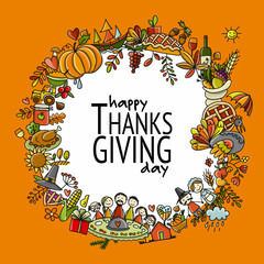 Thanksgiving day, hand drawn frame for your design