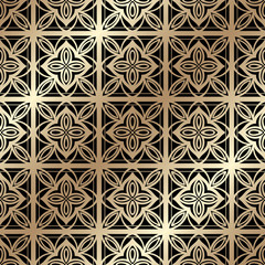 Golden ornamental seamless pattern. Template for design. Vector