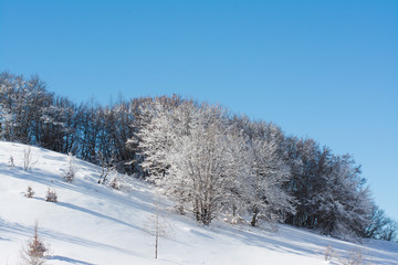 Winter landscape with snow. Campo Felice, Italy