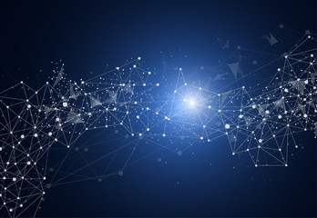 Abstract Polygonal Space Background with Connecting Dots and Lines
