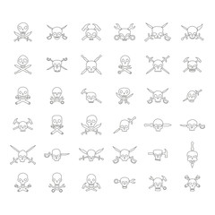 set of monochrome icons with skulls for your design