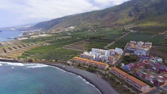 La Caleta Beach in Tenerife, aerial view.