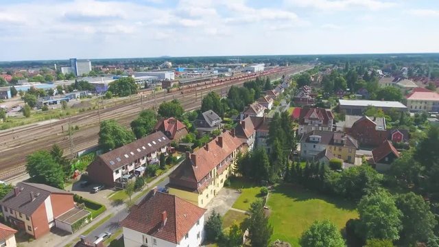 Aerial panoramic view of Celle skyline, Germany.