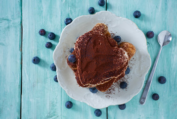 heart-shaped tiramisu dessert