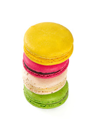 delicious multicolored macaroons isolated on white