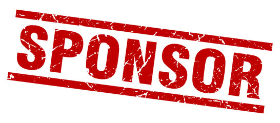 square grunge red sponsor stamp