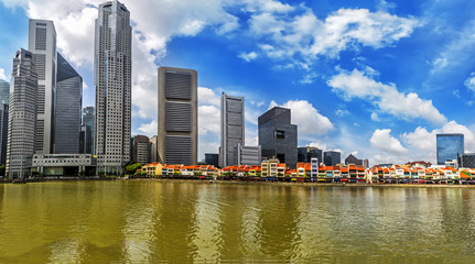 Fototapeta premium Singapore city skyline and Ancient village