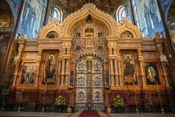 Fototapeta na wymiar Interior of the Church of the Saviour on Spilled Blood in St. Petersburg, Russia