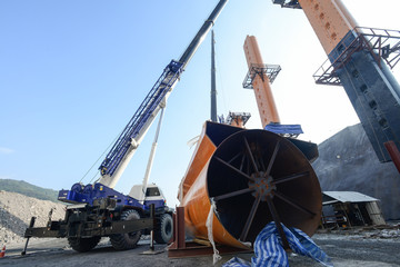 Construction Heavy Working Site Building Xayaburri Dam, Xayaburi, Laos	