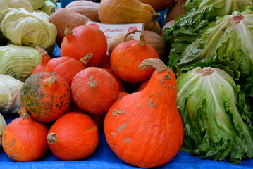 Marktstand mit Kürbissen