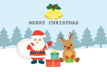 クリスマス　サンタクロースとトナカイ