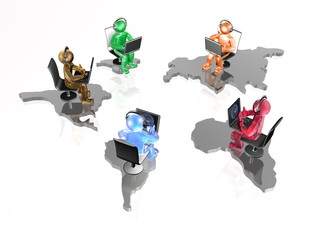 Color mans with laptops