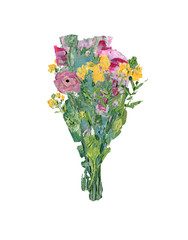 Oil painting of wild flower bouquet